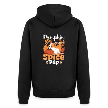 Halloween Dog Pumpkin Spice Pup - Unisex Premium Organic Zip Hoodie - black - Back - Nico (187cm)