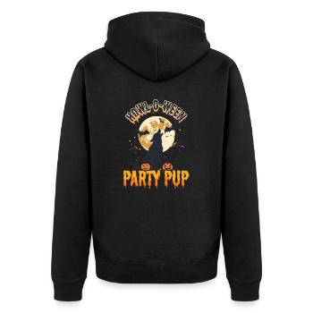 Halloween Dog Howl-O-Ween Party Pup - Unisex Premium Organic Zip Hoodie - black - Back - Nico (187cm)