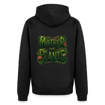 Mutter der Pflanzen Naturliebhaber - Unisex Premium Bio Zip Hoodie - Schwarz - Hinten - Nico (187cm)