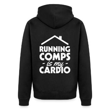 Immobilienmakler - Unisex Premium Bio Zip Hoodie - Schwarz - Hinten - Nico (187cm)
