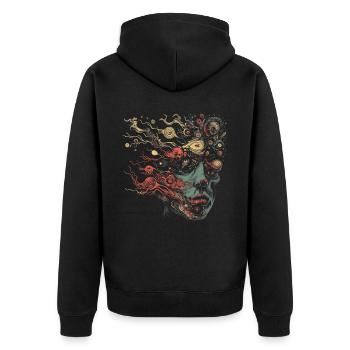 Weirdcore Aesthetics Weird Woman Face Dreamcore - Unisex Premium Organic Zip Hoodie - black - Back - Nico (187cm)