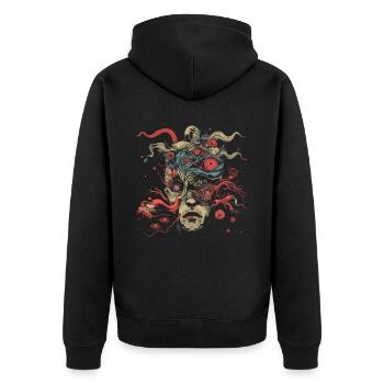 Esthétique Weirdcore Visage Bizarre Globes oculaires Dreamcore - Veste à capuche bio Premium Unisexe - noir - Dos - Nico (187cm)