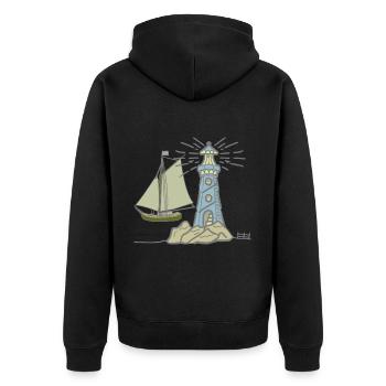 Lighthouse maritime sailing ship ship ships sea - Unisex Premium Organic Zip Hoodie - black - Back - Nico (187cm)