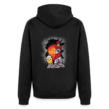 Maritim Matrosen Küken Seemann Leuchtturm Kinder - Unisex Premium Bio Zip Hoodie - Schwarz - Hinten - Nico (187cm)