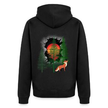 mystisch Wald Fuchs Füchse Märchen Kinder Kind - Unisex Premium Bio Zip Hoodie - Schwarz - Hinten - Nico (187cm)