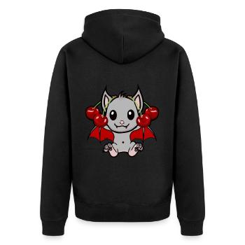 Halloween Bat Bats Cherries Cherry - Unisex Premium Organic Zip Hoodie - black - Back - Nico (187cm)