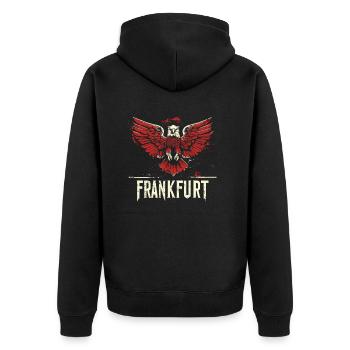 Frankfurt Adler Ausgebreitet FFM Fußballfans - Unisex Premium Bio Zip Hoodie - Schwarz - Hinten - Nico (187cm)