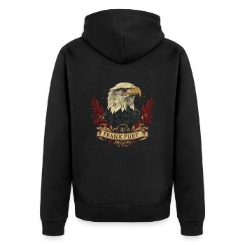 Frankfurt Adler Banner FFM Fußballfans - Unisex Premium Bio Zip Hoodie - Schwarz - Hinten - Nico (187cm)