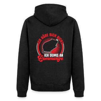 Lemming Vole I think of Lemming - Unisex Premium Organic Zip Hoodie - black - Back - Nico (187cm)
