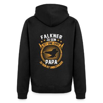 Falkner ist ein Ehre Beizjagd Falknerei - Unisex Premium Bio Zip Hoodie - Schwarz - Hinten - Nico (187cm)