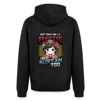 Mädchen Koreanische Herkunft Südkorea - Unisex Premium Bio Zip Hoodie - Schwarz - Hinten - Nico (187cm)