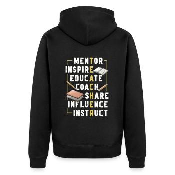 Mentor Inspire Educate Coach Lehrer - Unisex Premium Bio Zip Hoodie - Schwarz - Hinten - Nico (187cm)