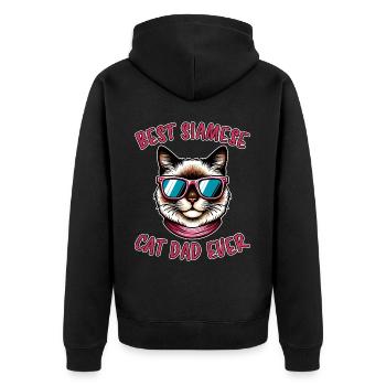 Siamkatze Spruch Siamkatze Papa Siamkatze Geschenk - Unisex Premium Bio Zip Hoodie - Schwarz - Hinten - Nico (187cm)