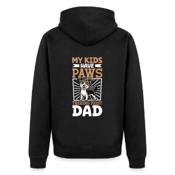 Mountain Feist Papa - Unisex Premium Bio Zip Hoodie - Schwarz - Hinten - Nico (187cm)