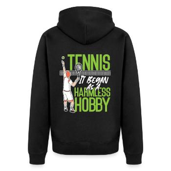 Funny Tennis Player Racket Tennis - Unisex Premium Bio Zip Hoodie - Schwarz - Hinten - Nico (187cm)