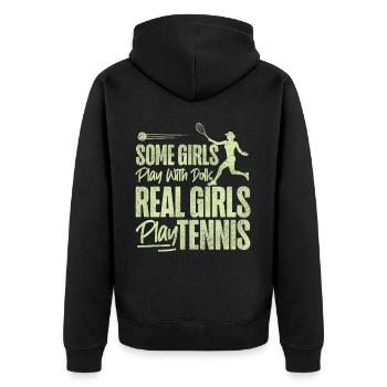 Drôle de joueur de tennis raquette fille - Veste à capuche bio Premium Unisexe - noir - Dos - Nico (187cm)