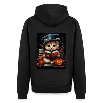Halloween Gift Women Lion Men Kids Decoration - Unisex Premium Organic Zip Hoodie - black - Back - Nico (187cm)