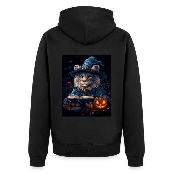 Halloween Gift Women Lion Men Kids Decoration - Unisex Premium Organic Zip Hoodie - black - Back - Nico (187cm)
