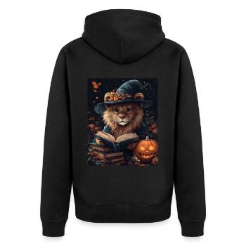 Halloween Gift Women Lion Men Kids Decoration - Unisex Premium Organic Zip Hoodie - black - Back - Nico (187cm)