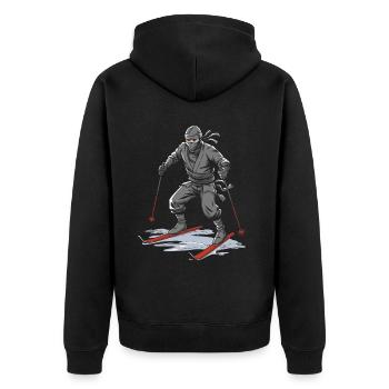 Skiing Après Ski Skiing Ninja - Unisex Premium Organic Zip Hoodie - black - Back - Nico (187cm)