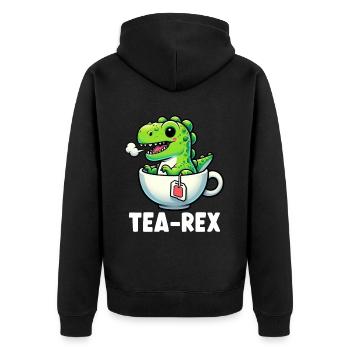 Tea Rex Dinosaur Lover T-Rex Tea Mug - Unisex Premium Organic Zip Hoodie - black - Back - Nico (187cm)
