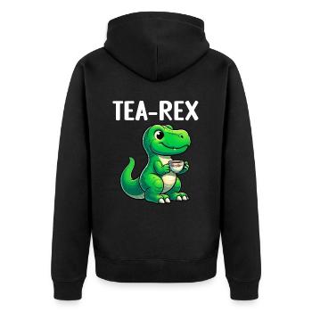Tee Rex Dinosaurier Liebhaber T-Rex Tea Tasse - Unisex Premium Bio Zip Hoodie - Schwarz - Hinten - Nico (187cm)