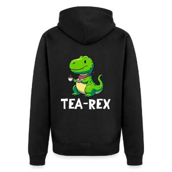 Tee Rex Dinosaurier Liebhaber T-Rex Tea Tasse - Unisex Premium Bio Zip Hoodie - Schwarz - Hinten - Nico (187cm)