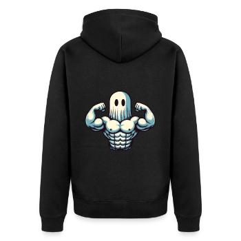 Bodybuilding Ghost Funny Gym Ghost - Unisex Premium Organic Zip Hoodie - black - Back - Nico (187cm)