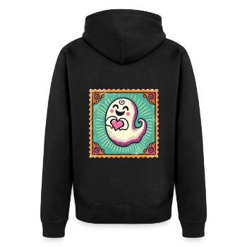 My Halloween Boo Niedlicher Liebe Geist - Unisex Premium Bio Zip Hoodie - Schwarz - Hinten - Nico (187cm)