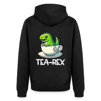 Tea Rex Dinosaur Lover T-Rex Tea Mug - Unisex Premium Organic Zip Hoodie - black - Back - Nico (187cm)