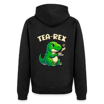 Tee Rex Dinosaurier Liebhaber T-Rex Tea Tasse - Unisex Premium Bio Zip Hoodie - Schwarz - Hinten - Nico (187cm)