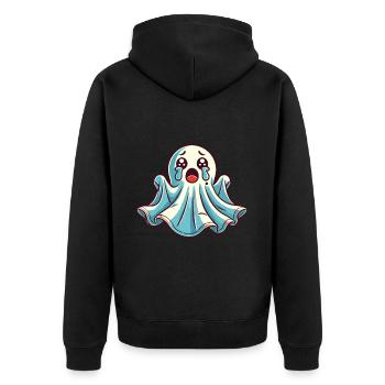 Sad Ghost Cute Weeping Ghosts - Unisex Premium Organic Zip Hoodie - black - Back - Nico (187cm)