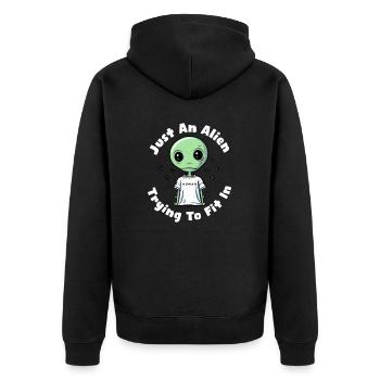 Alien Abduction Alien Trying To Fit In - Unisex Premium Organic Zip Hoodie - black - Back - Nico (187cm)