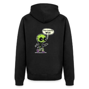 Alien Abduction Alien Seeking Wifi - Unisex Premium Organic Zip Hoodie - black - Back - Nico (187cm)