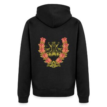 Deer Antlers Red Deer Roses Deer Deer Roebuck - Unisex Premium Organic Zip Hoodie - black - Back - Nico (187cm)