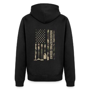 Housekeeping cleaning lover, housekeeper - Unisex Premium Bio Zip Hoodie - Schwarz - Hinten - Nico (187cm)