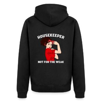 Housekeeping cleaning lover, housekeeper - Unisex Premium Bio Zip Hoodie - Schwarz - Hinten - Nico (187cm)
