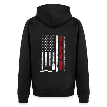 Housekeeping cleaning lover, housekeeper - Unisex Premium Bio Zip Hoodie - Schwarz - Hinten - Nico (187cm)
