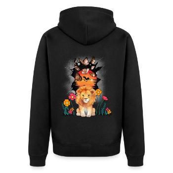 Nature Fleurs Papillons Lion Lions Enfants Enfant - Veste à capuche bio Premium Unisexe - noir - Dos - Nico (187cm)