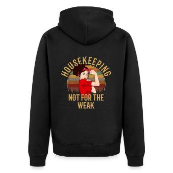 Housekeeping cleaning lover, housekeeper - Unisex Premium Bio Zip Hoodie - Schwarz - Hinten - Nico (187cm)