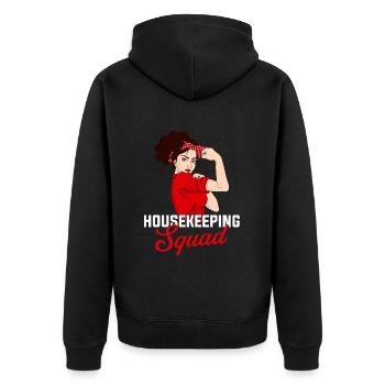 Housekeeping cleaning lover, housekeeper - Unisex Premium Bio Zip Hoodie - Schwarz - Hinten - Nico (187cm)