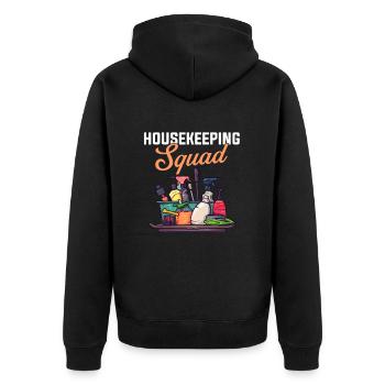 Housekeeping cleaning lover, housekeeper - Unisex Premium Bio Zip Hoodie - Schwarz - Hinten - Nico (187cm)
