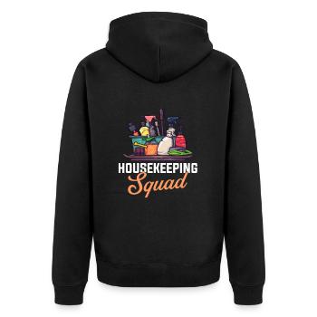 Housekeeping cleaning lover, housekeeper - Unisex Premium Bio Zip Hoodie - Schwarz - Hinten - Nico (187cm)