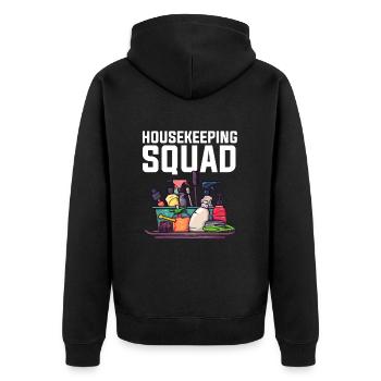 Housekeeping cleaning lover, housekeeper - Unisex Premium Bio Zip Hoodie - Schwarz - Hinten - Nico (187cm)
