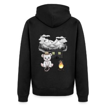 Ours en peluche feu de camp Nature Montagne Amoureux de la nature - Veste à capuche bio Premium Unisexe - noir - Dos - Nico (187cm)