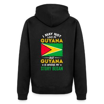 Stolzer Guyanese - Unisex Premium Bio Zip Hoodie - Schwarz - Hinten - Nico (187cm)