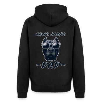 Cane Corso Italiano Papa Dad Cane Corso Gift - Unisex Premium Organic Zip Hoodie - black - Back - Nico (187cm)