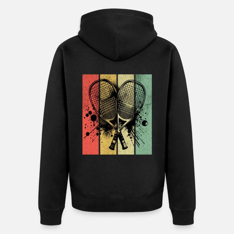 Squash Retro - Unisex Premium Bio Zip Hoodie - Schwarz