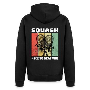 Squash Sayings - Unisex Premium Organic Zip Hoodie - black - Back - Nico (187cm)
