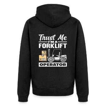 Trust me I'm a forklift driver - Unisex Premium Organic Zip Hoodie - black - Back - Nico (187cm)